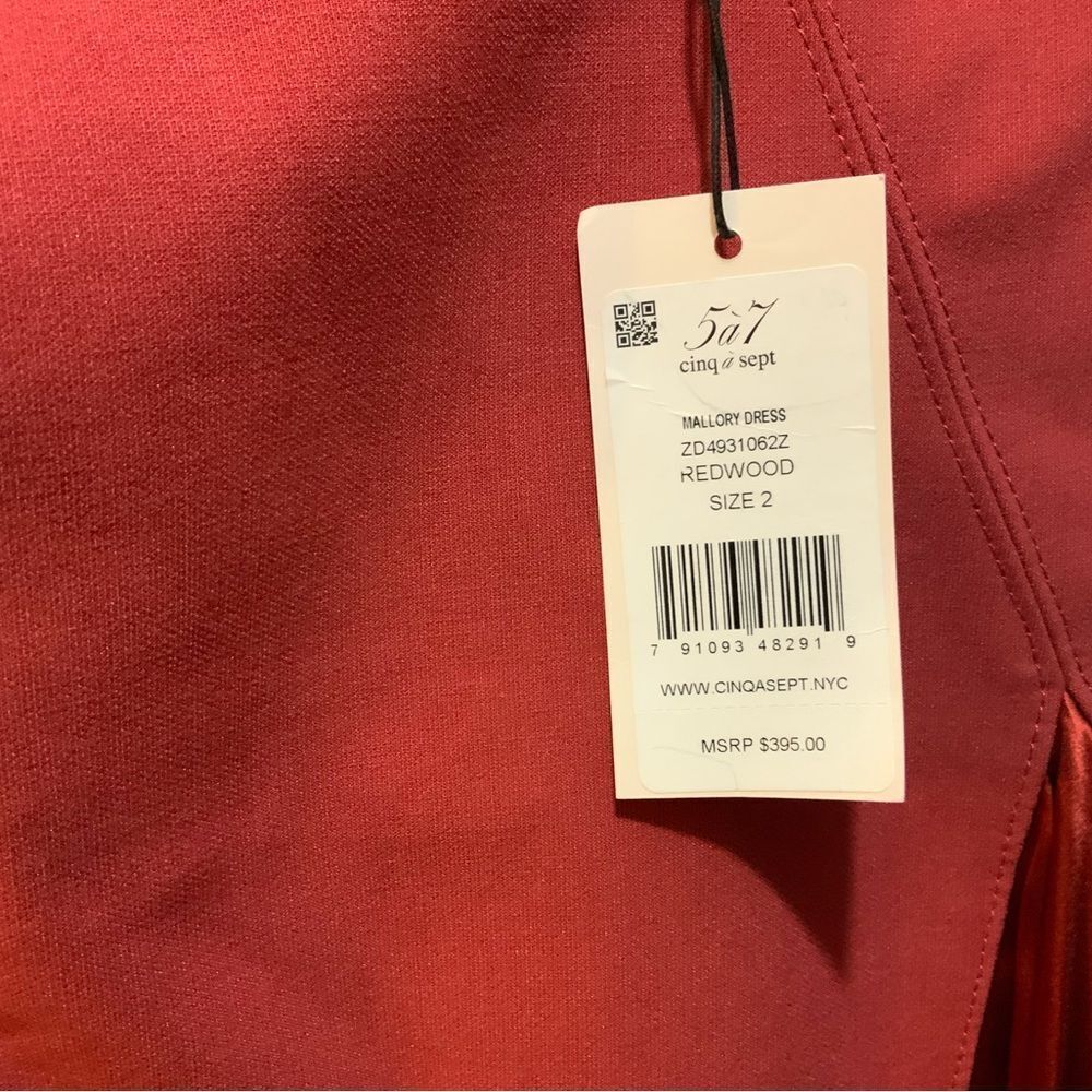 NWT Cinq a Sept Mallory Ruffle dress in Redwood, a rust/red color - Picture 9 of 14